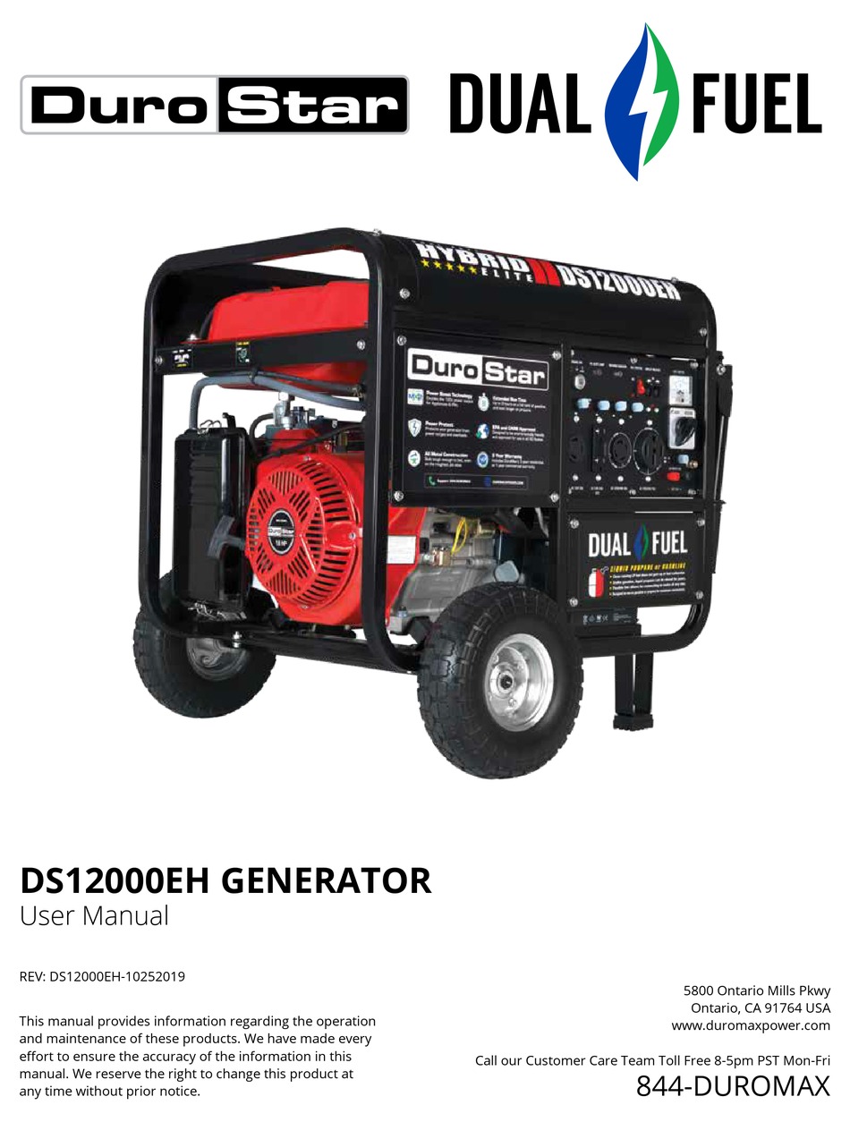 DUROSTAR DUAL FUEL HYBRID ELITE DS12000EH USER MANUAL Pdf Download ...