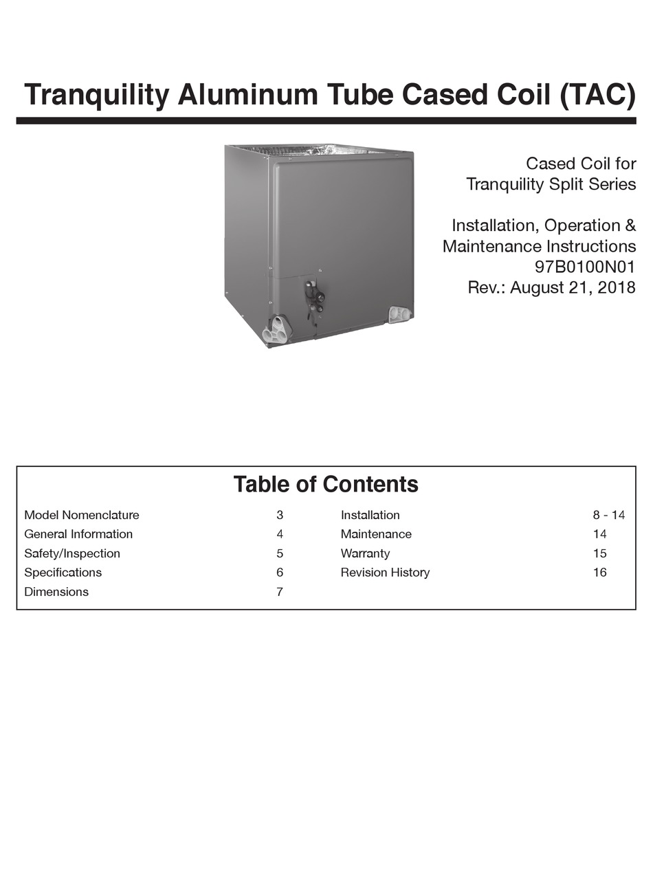 CLIMATEMASTER TRANQUILITY TAC026BM17S INSTALLATION, OPERATION ...