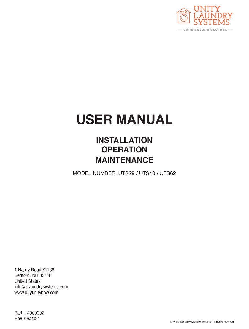 UNITY LAUNDRY SYSTEMS UTS29 USER MANUAL Pdf Download | ManualsLib