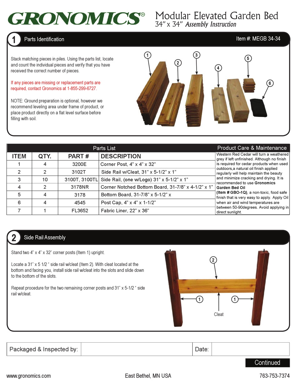 GRONOMICS MEGB 34-34 ASSEMBLY INSTRUCTION Pdf Download | ManualsLib