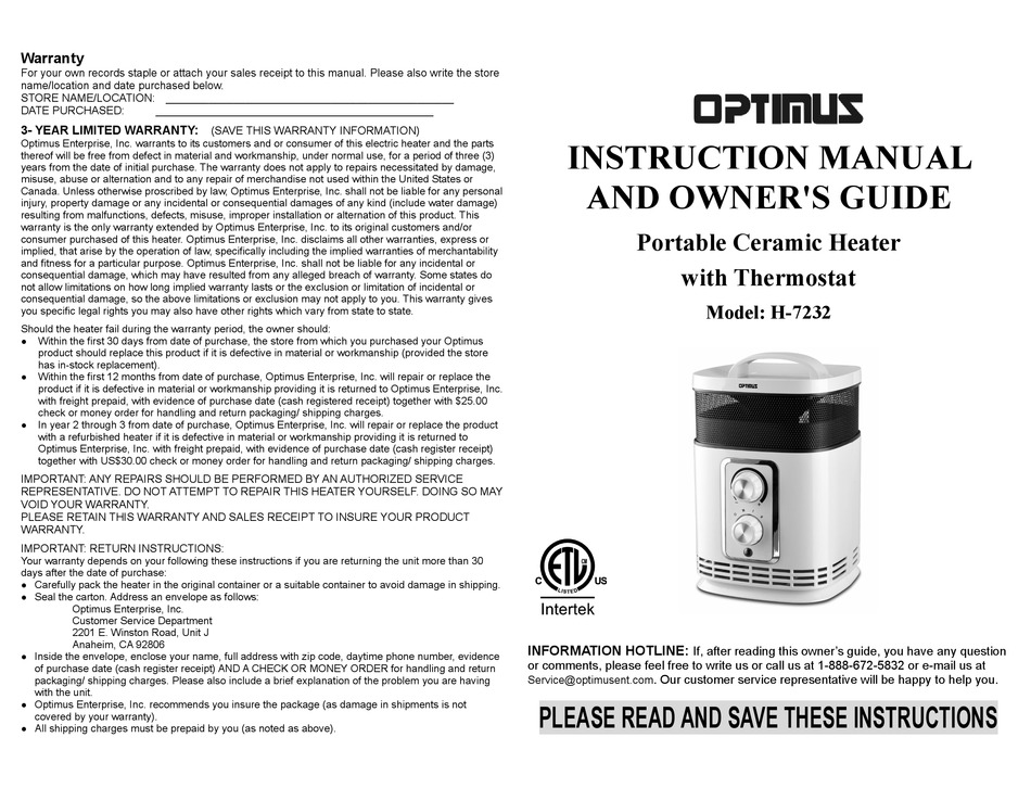 Optimus H 7232 Instruction Manual And Owners Manual Pdf Download