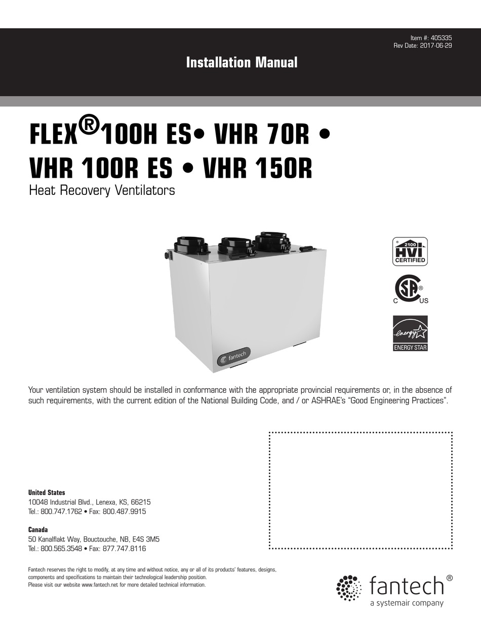 Systemair Fantech Flex 100h Es Installation Manual Pdf Download Manualslib