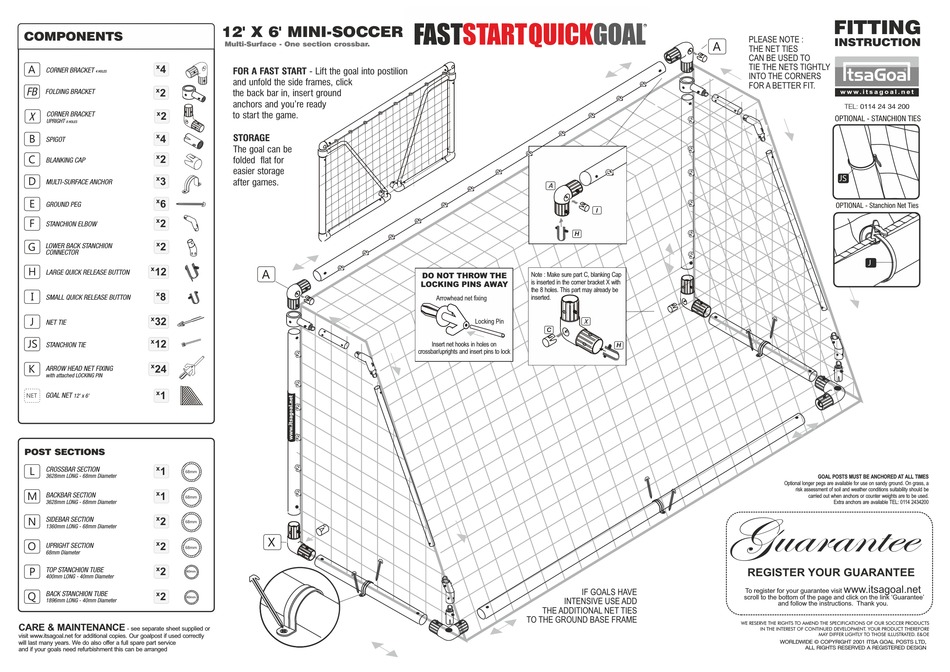 ITSAGOAL ASTSTARTQUICKGOAL 12' X 6' MINISOCCER QUICK START MANUAL Pdf