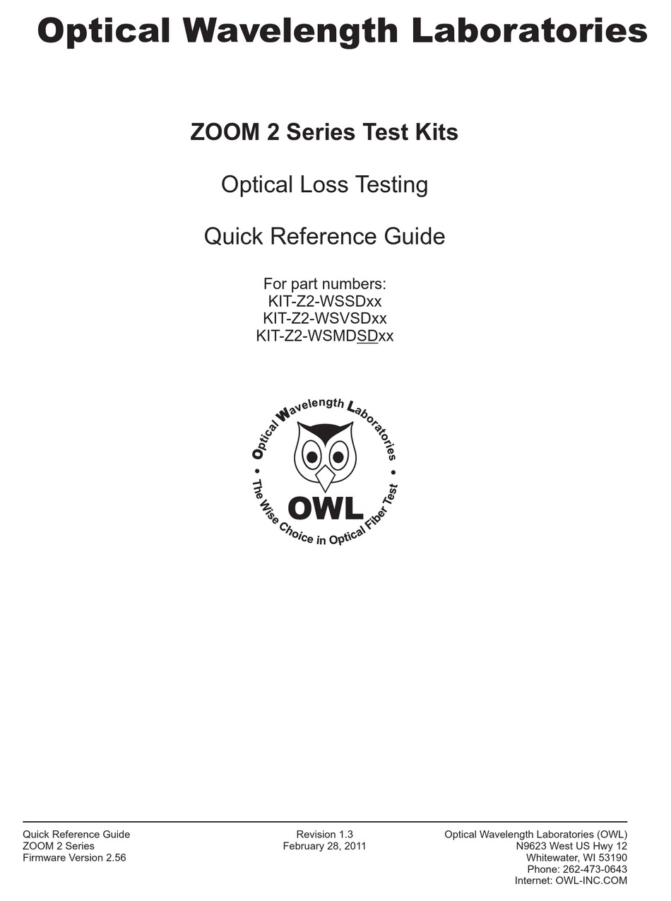 OWL ZOOM 2 SERIES QUICK REFERENCE MANUAL Pdf Download ManualsLib