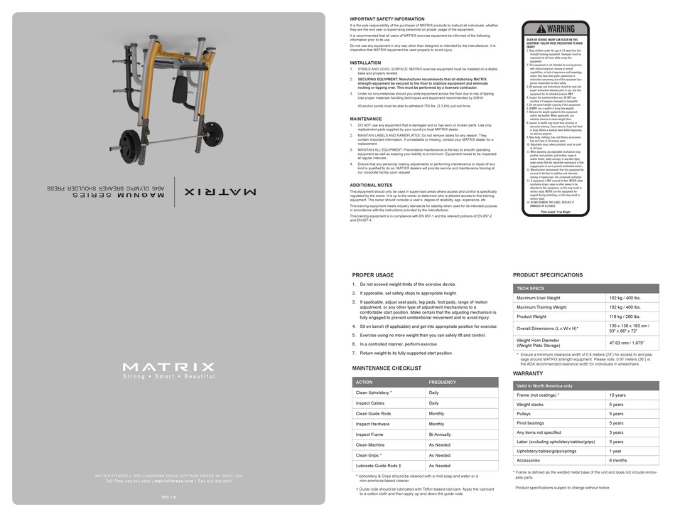 MATRIX MAGNUM SERIES QUICK MANUAL Pdf Download | ManualsLib