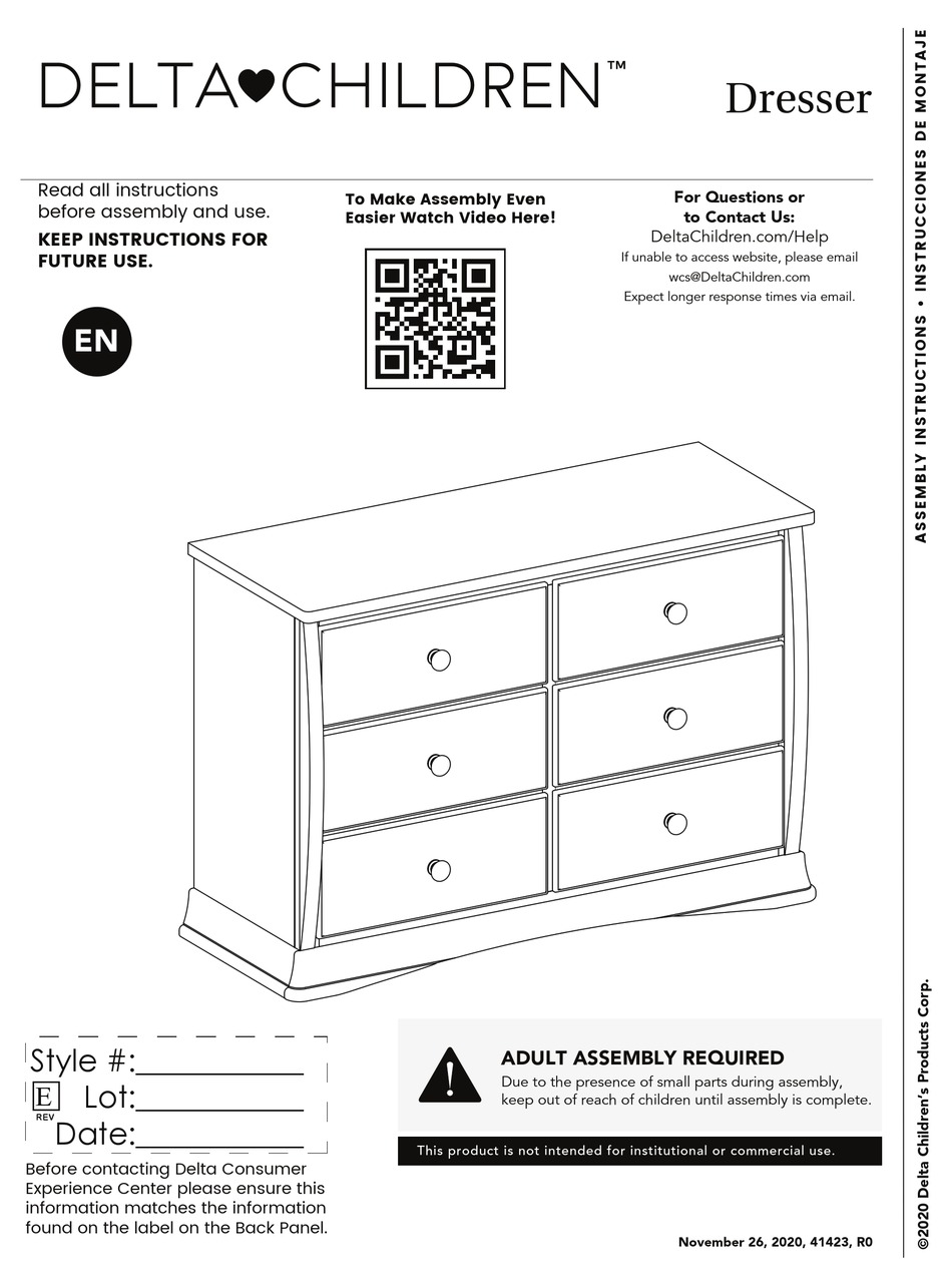 DELTA CHILDREN DELTA10 ASSEMBLY INSTRUCTIONS MANUAL Pdf Download