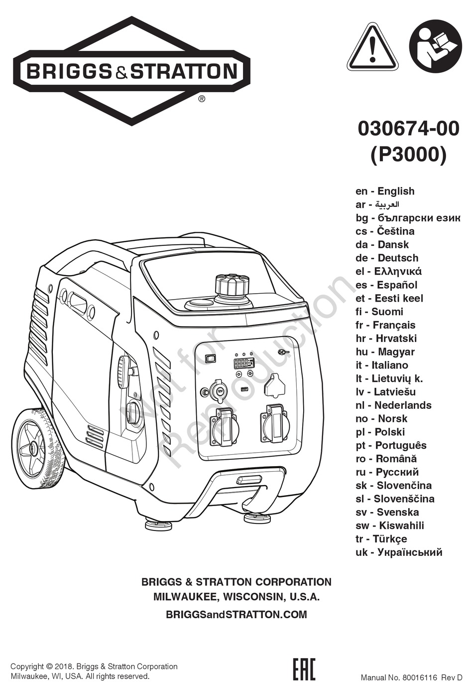 BRIGGS & STRATTON P3000 MANUAL Pdf Download ManualsLib