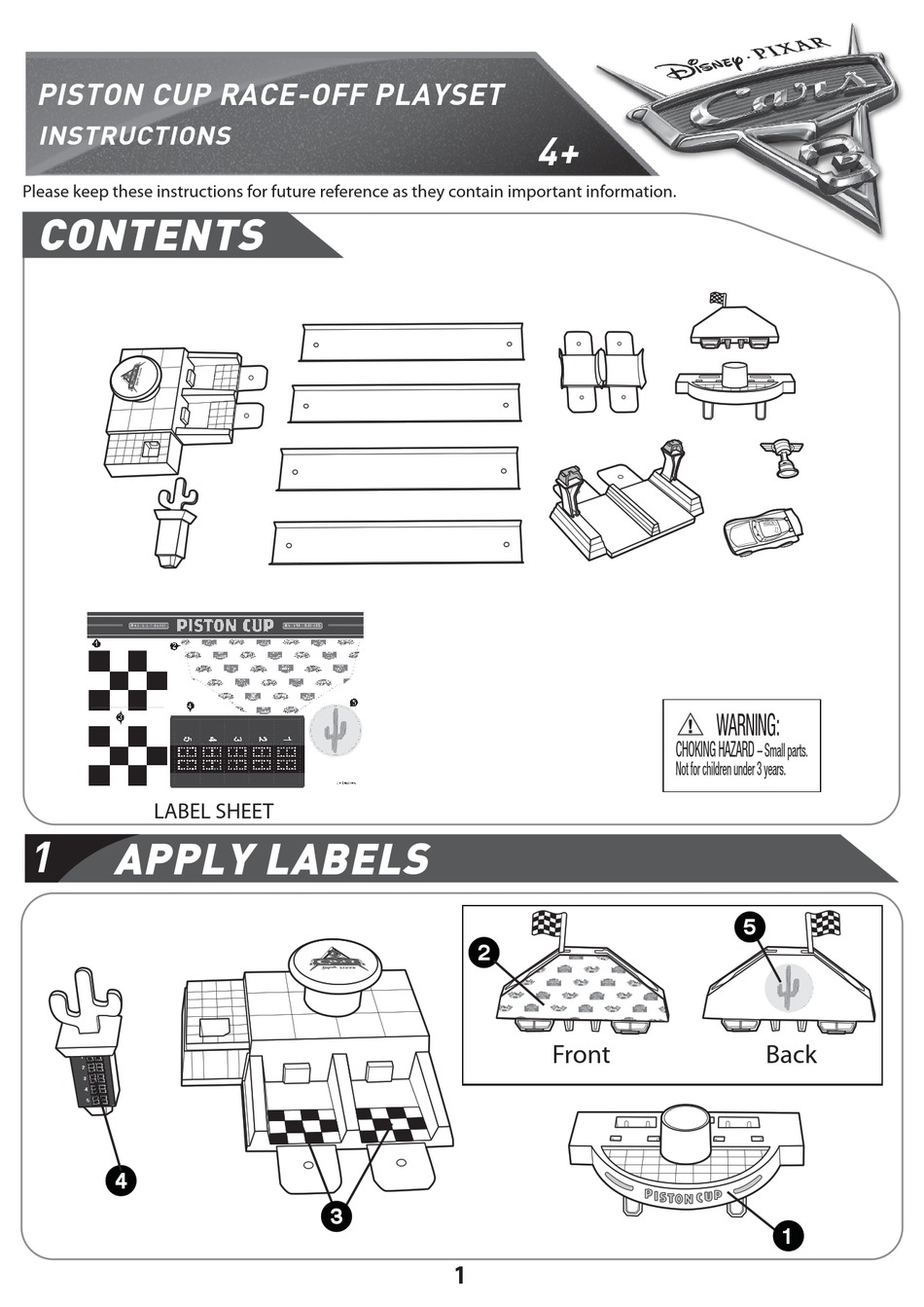 MATTEL DISNEI PIXAR CARS 3 PISTON CUP RACEOFF PLAYSET INSTRUCTIONS Pdf