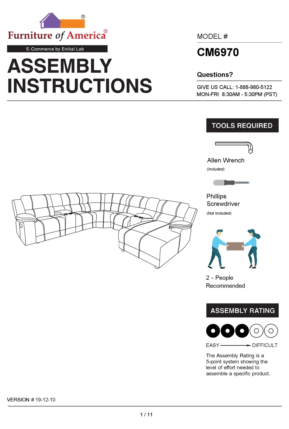 FURNITURE OF AMERICA CM ASSEMBLY INSTRUCTIONS MANUAL Pdf Download ManualsLib