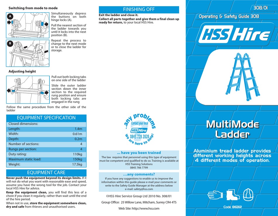 HSS HIRE 86312 OPERATING & SAFETY MANUAL Pdf Download ManualsLib