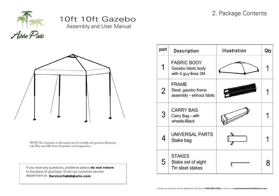 ABBA PATIO 10FT ASSEMBLY AND USER'S MANUAL Pdf Download ManualsLib