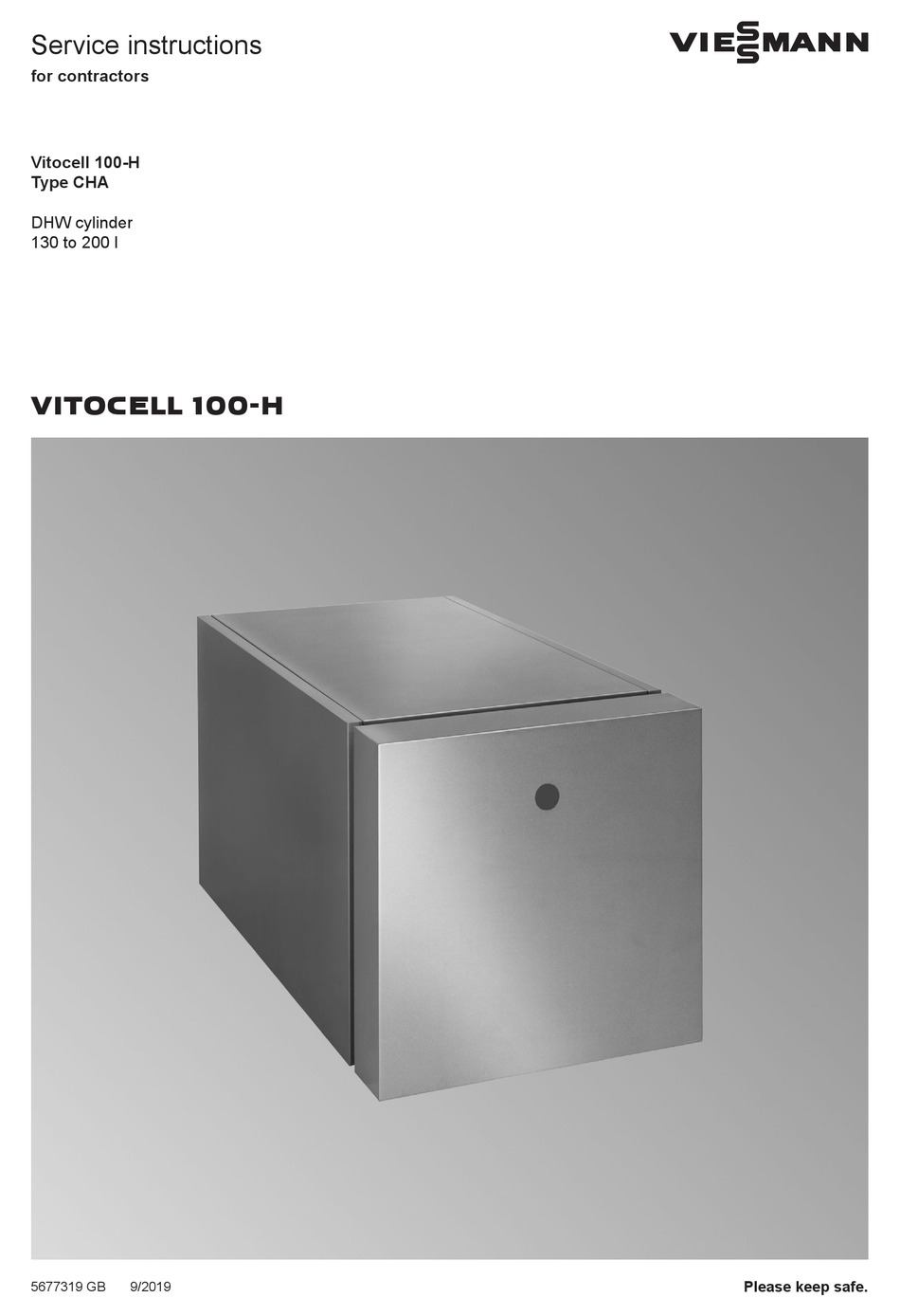 VIESSMANN VITOCELL 100-H SERVICE INSTRUCTIONS FOR CONTRACTORS Pdf ...