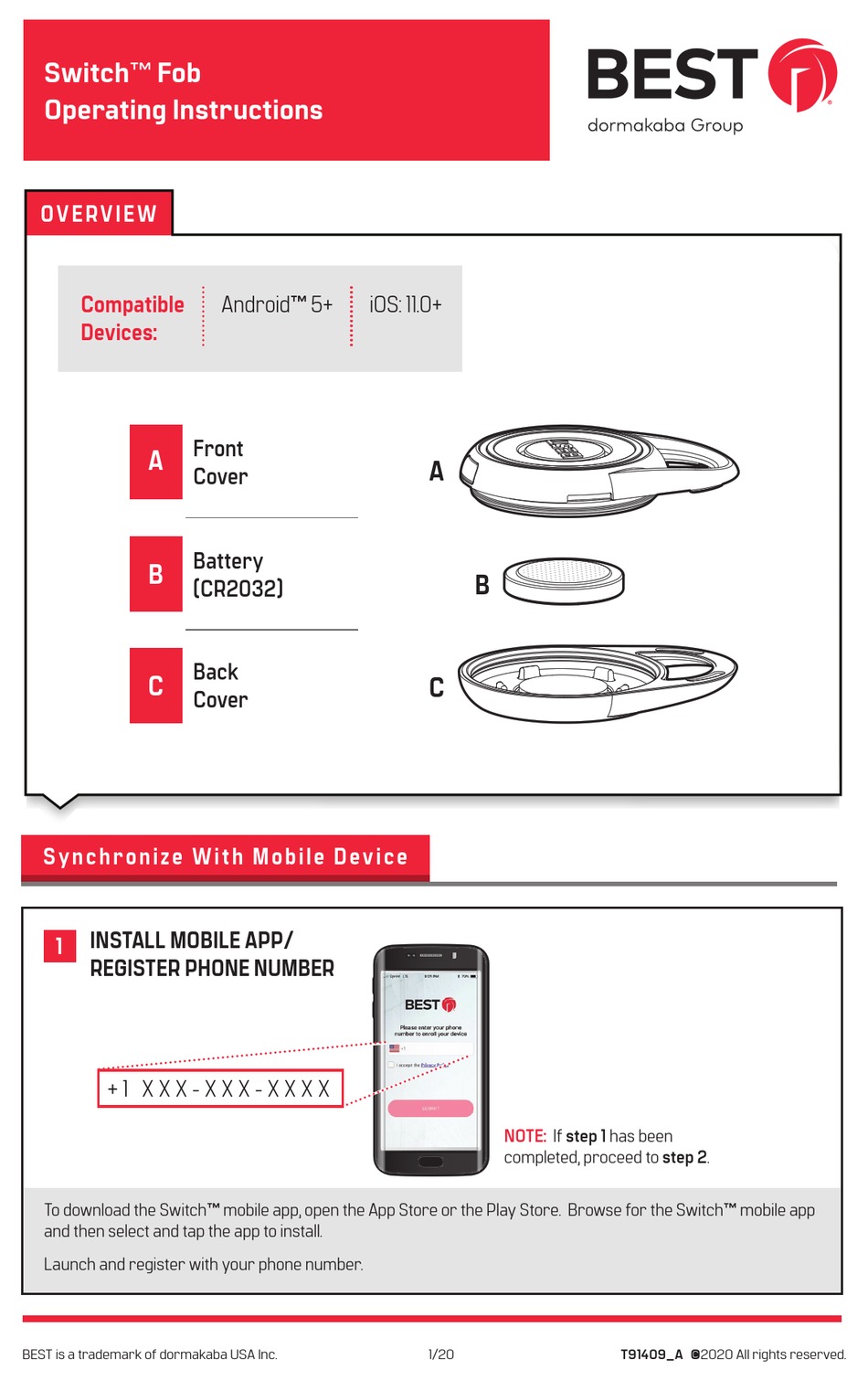 DORMAKABA BEST SWITCH FOB OPERATING INSTRUCTIONS Pdf Download ManualsLib