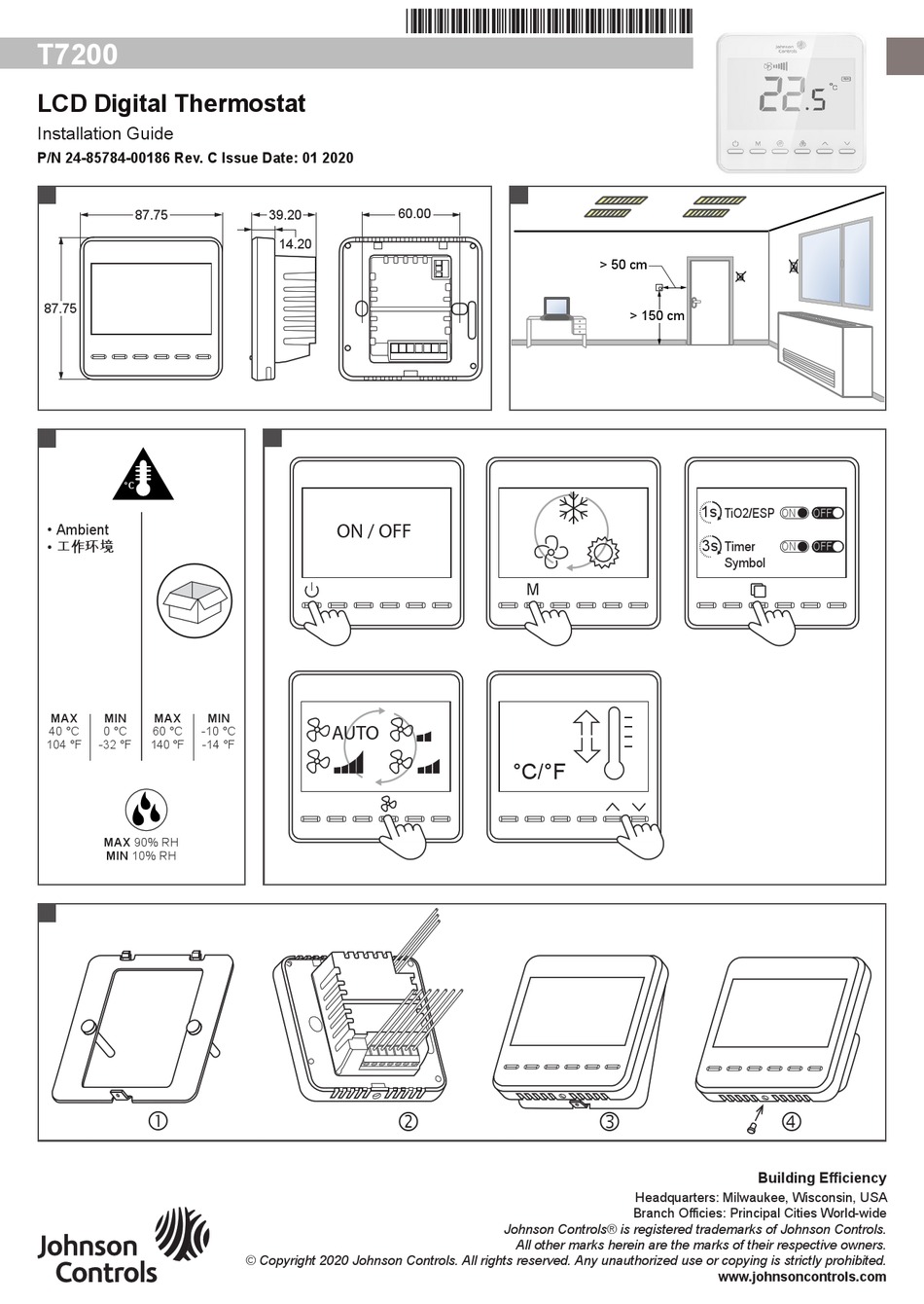 JOHNSON CONTROLS T7200 INSTALLATION MANUAL Pdf Download ManualsLib