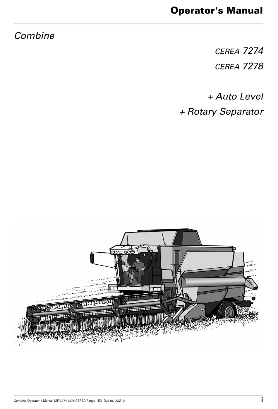 AGCO COMBINE CEREA 7274 OPERATOR'S MANUAL Pdf Download ManualsLib