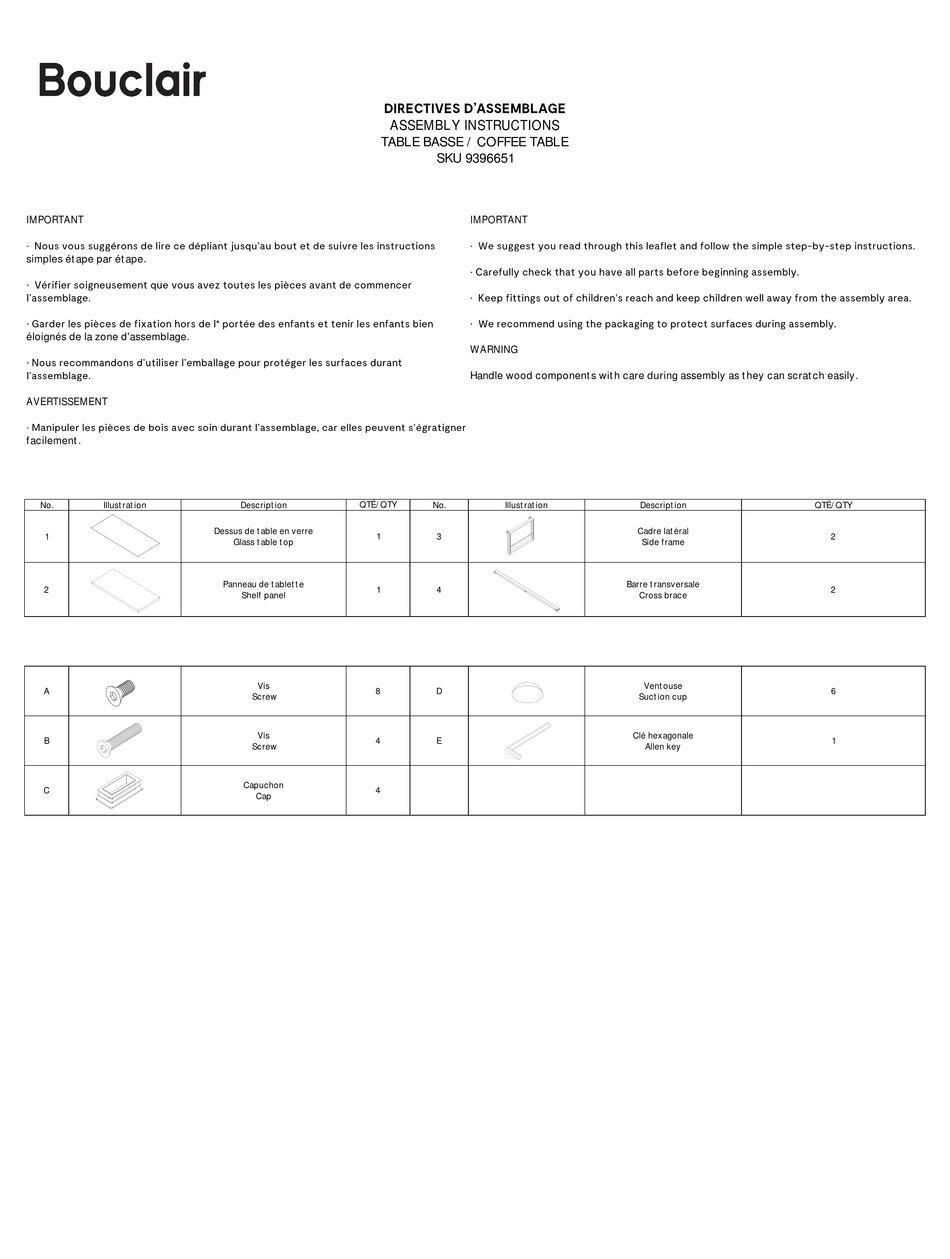 BOUCLAIR 9396651 ASSEMBLY INSTRUCTIONS Pdf Download ManualsLib