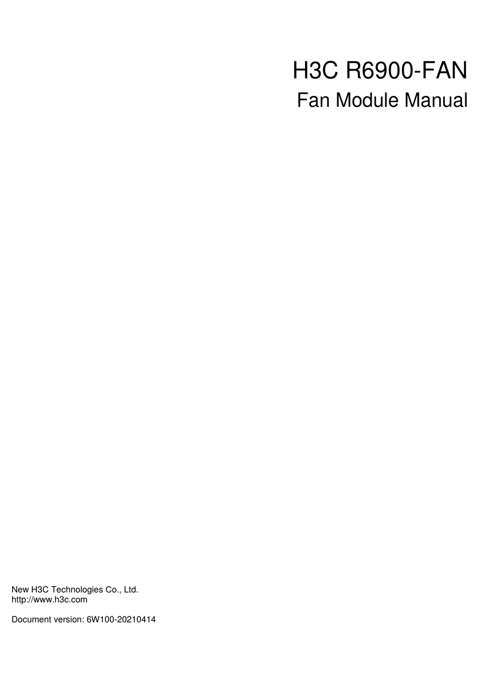 H3C R6900FAN MANUAL Pdf Download ManualsLib
