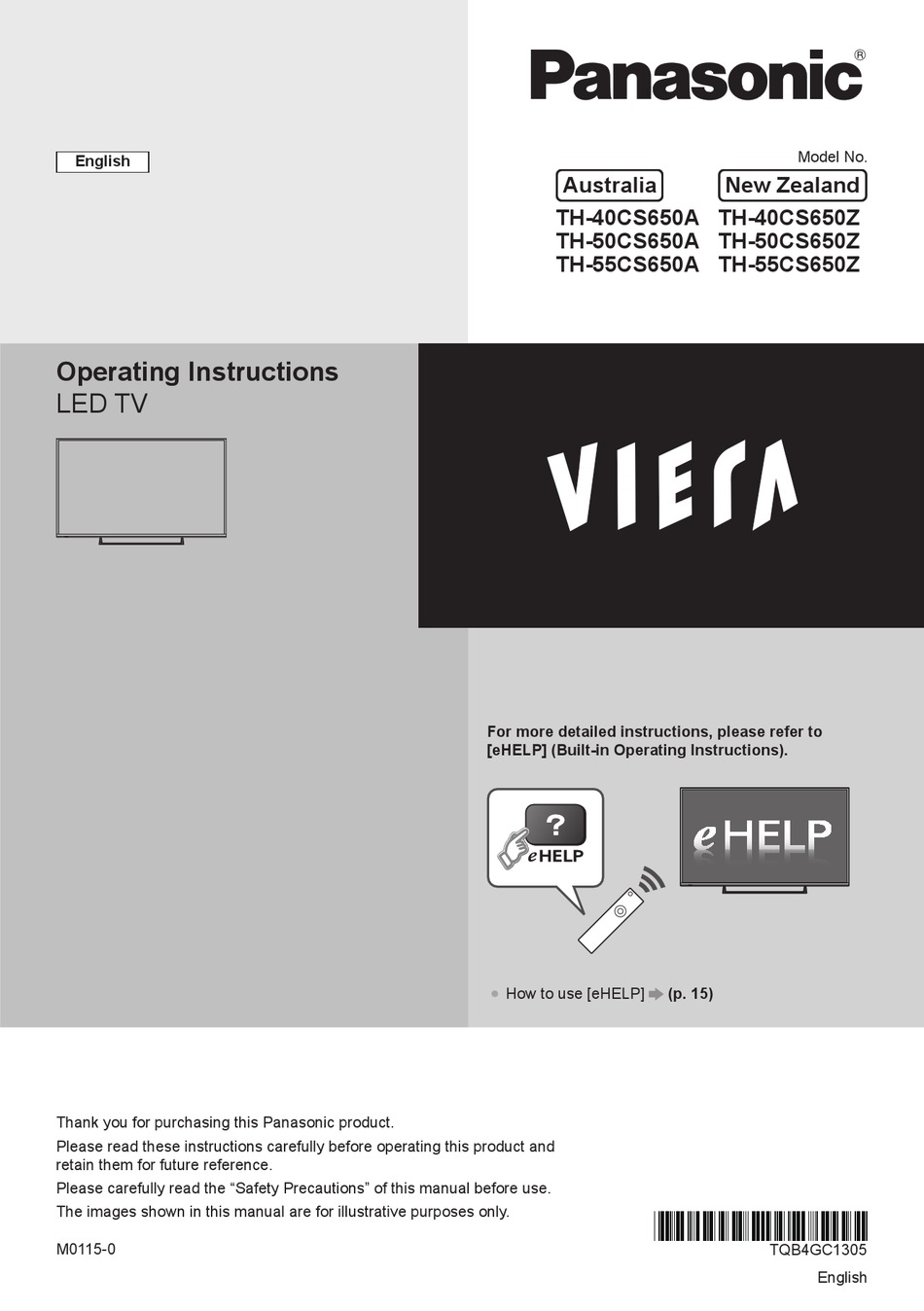 PANASONIC VIERA TH40CS650Z OPERATING INSTRUCTIONS MANUAL Pdf Download