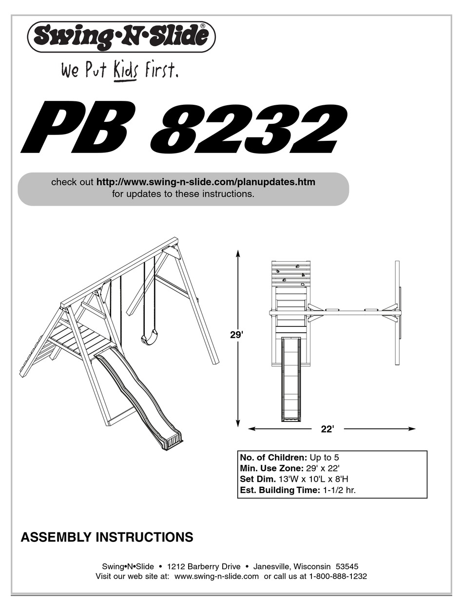 SWINGNSLIDE PB 8232 ASSEMBLY INSTRUCTIONS MANUAL Pdf Download