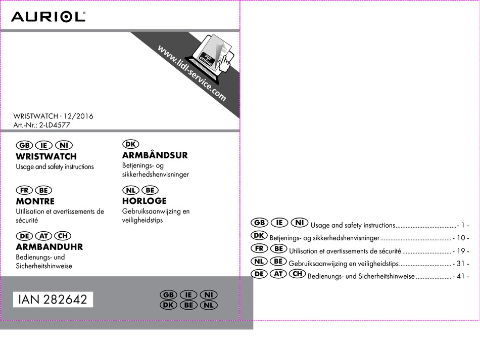 AURIOL 2-LD4577 USAGE AND SAFETY INSTRUCTIONS Pdf Download | ManualsLib