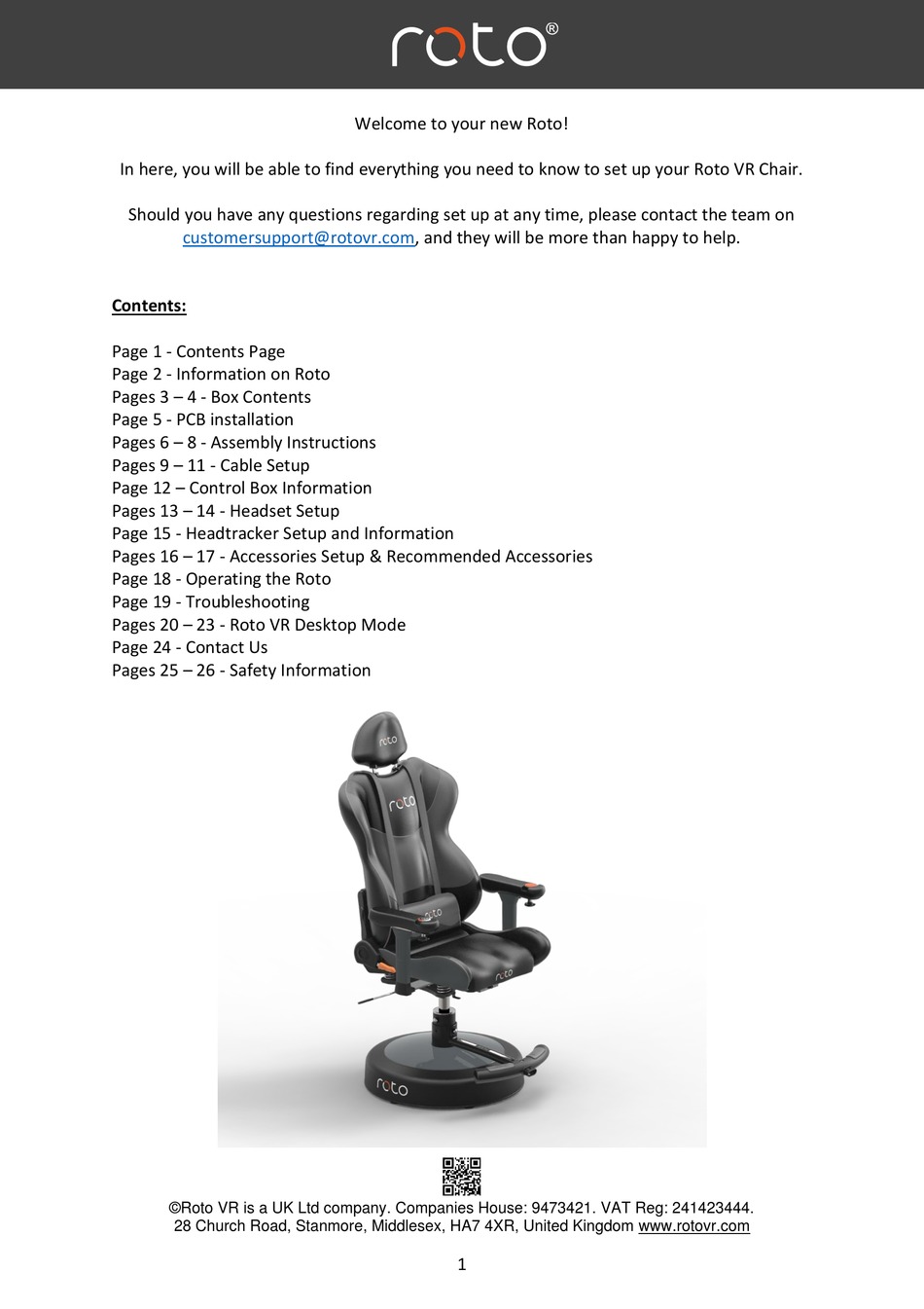 ROTO VR CHAIR MANUAL Pdf Download ManualsLib