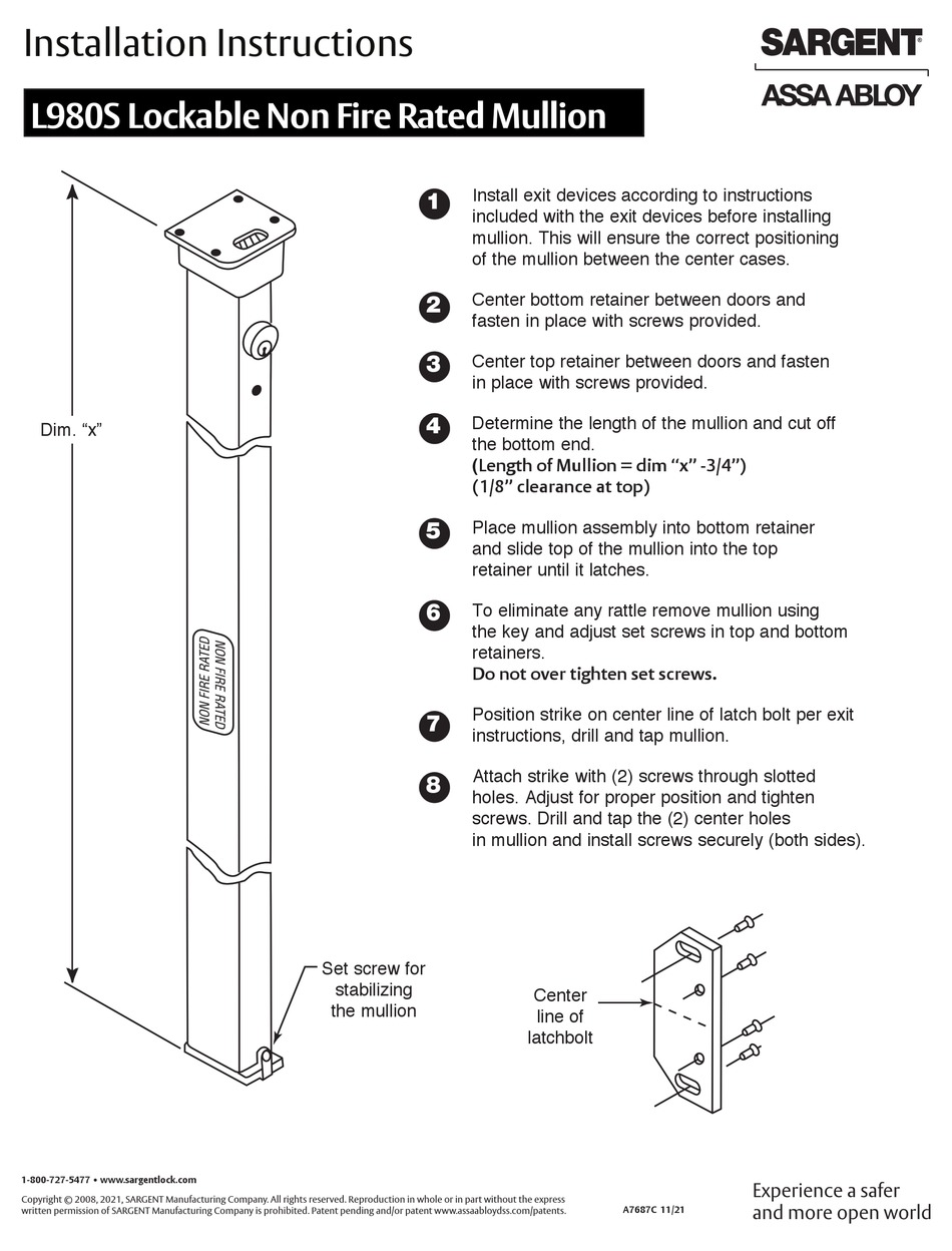 ASSA ABLOY SARGENT L980S INSTALLATION INSTRUCTIONS Pdf Download ...