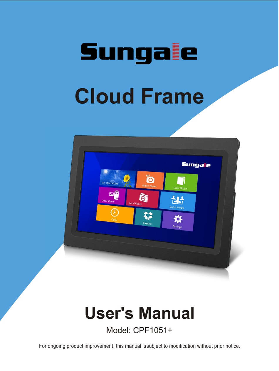 SUNGALE CLOUD FRAME USER MANUAL Pdf Download ManualsLib
