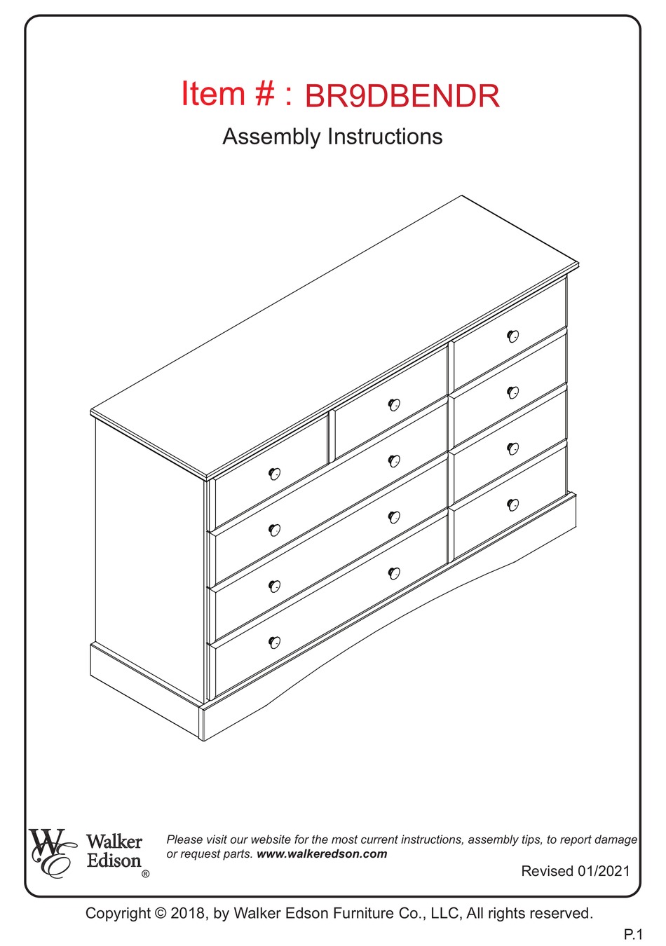 WALKER EDISON BR9DBENDR ASSEMBLY INSTRUCTIONS MANUAL Pdf Download