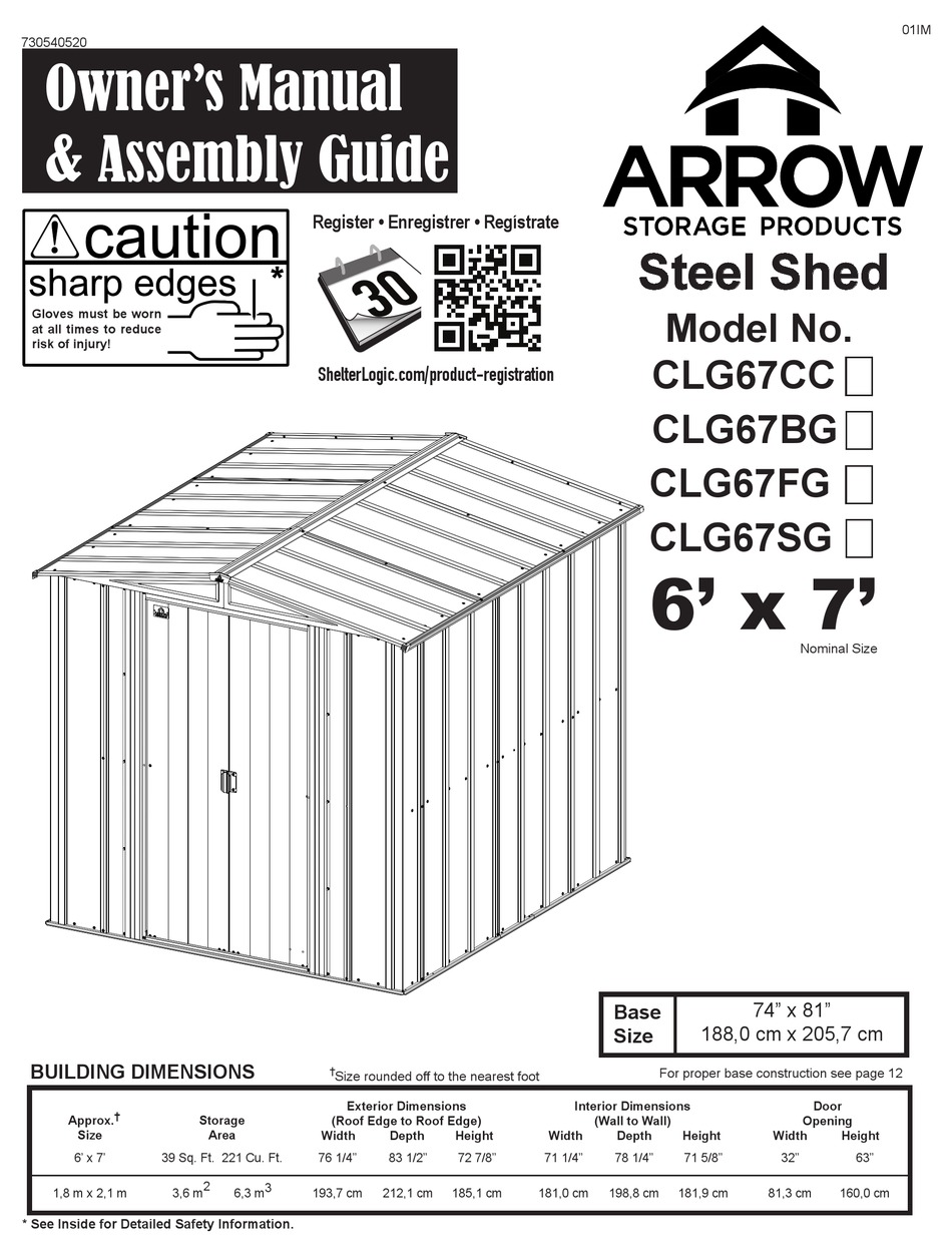 ARROW STORAGE PRODUCTS CLG67CC OWNER'S MANUAL & ASSEMBLY MANUAL Pdf Download ManualsLib