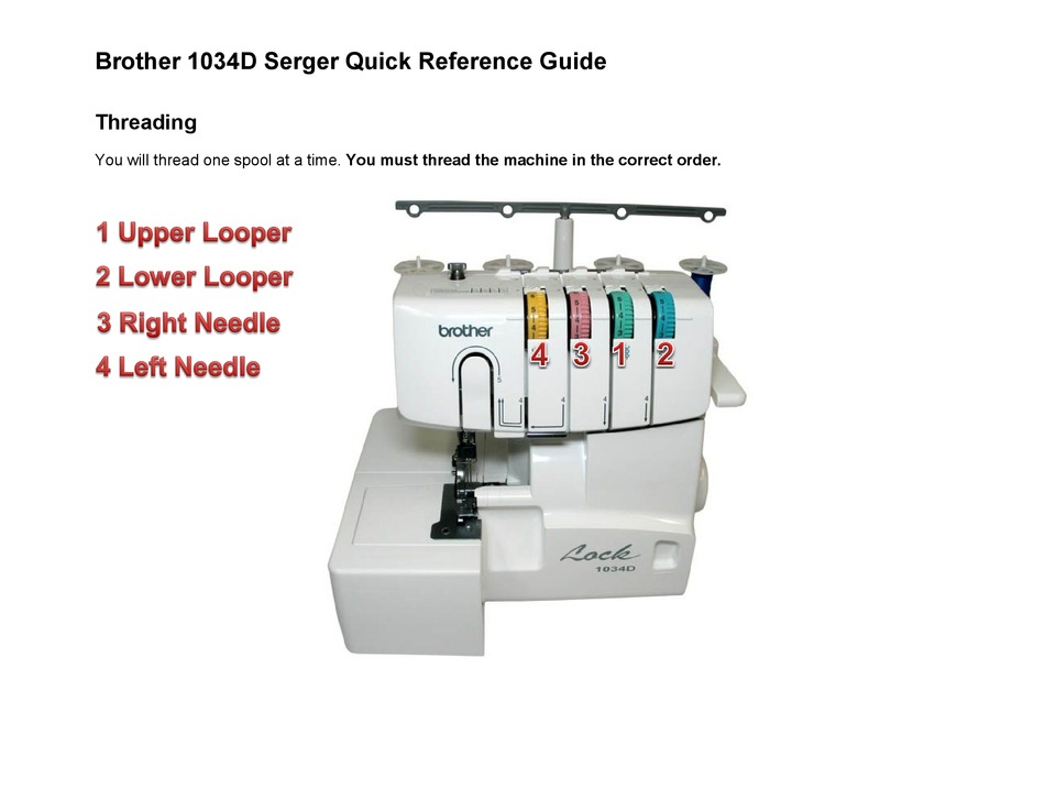 BROTHER 1034D SERGER QUICK REFERENCE MANUAL Pdf Download ManualsLib