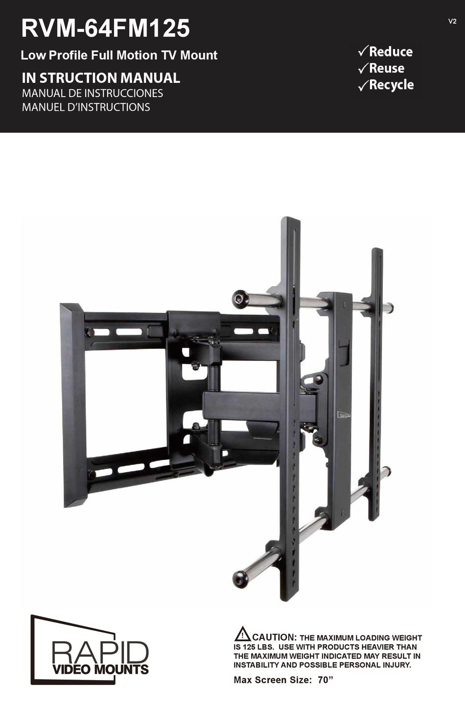 RAPID VIDEO MOUNTS RVM64FM125 INSTRUCTION MANUAL Pdf Download ManualsLib