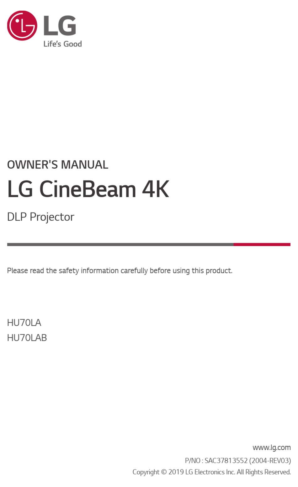 LG HU70LA OWNER'S MANUAL Pdf Download ManualsLib