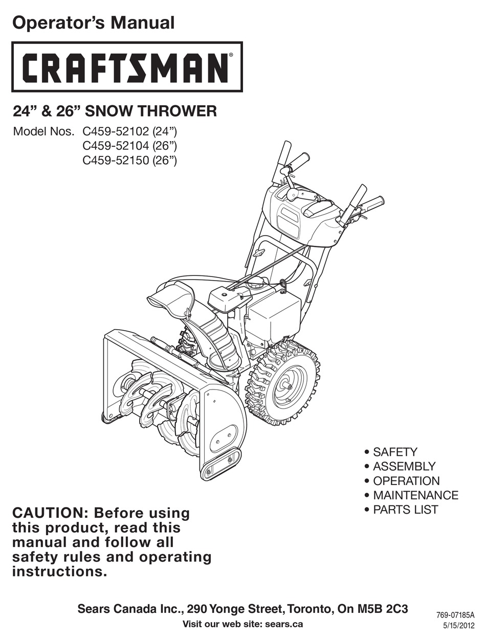 Craftsman C459 Snowblower Parts Canada edu.svet.gob.gt