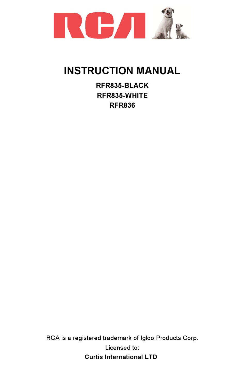 IGLOO RCA RFR835-BLACK INSTRUCTION MANUAL Pdf Download | ManualsLib