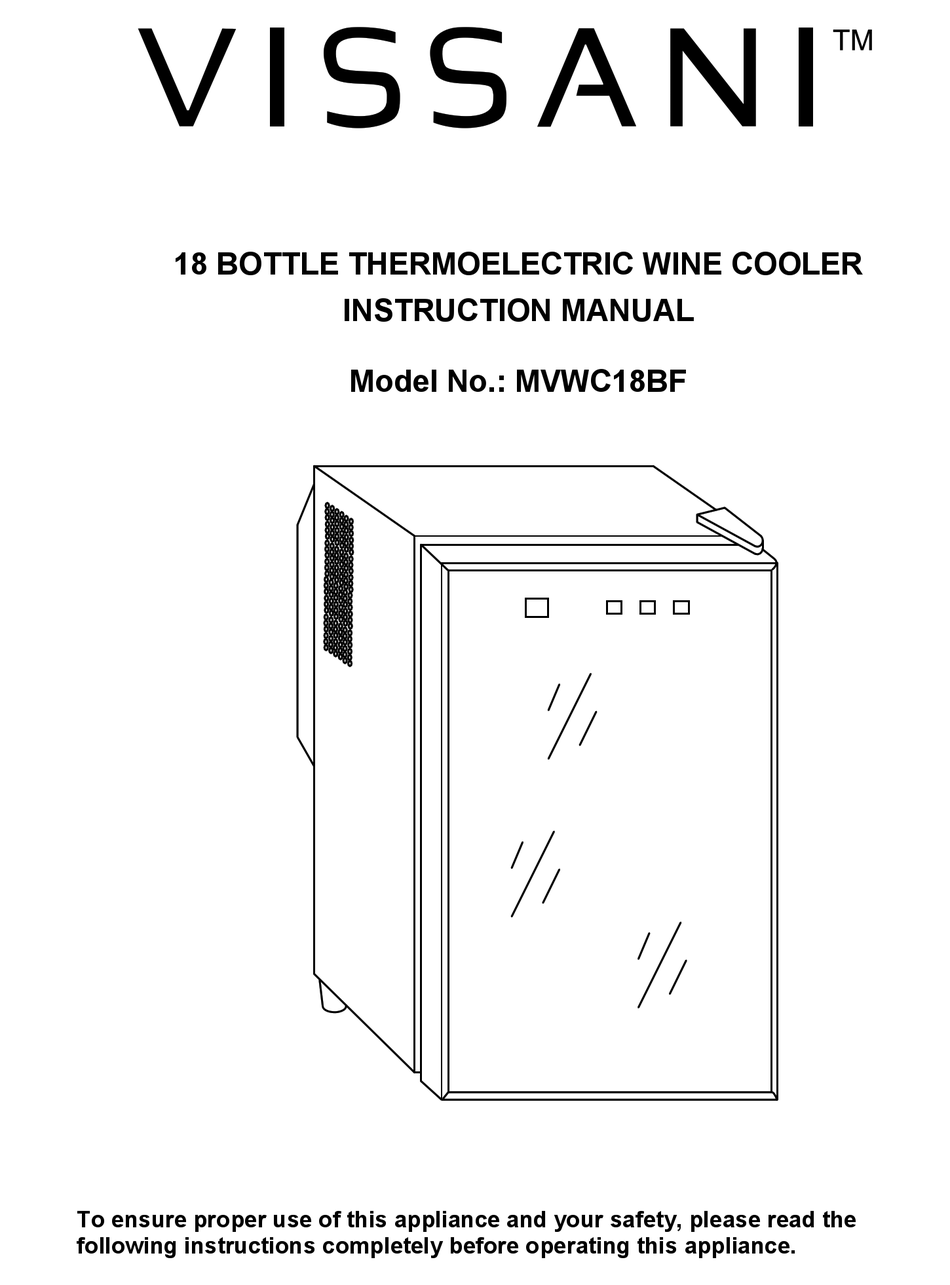 VISSANI MVWC18BF INSTRUCTION MANUAL Pdf Download ManualsLib