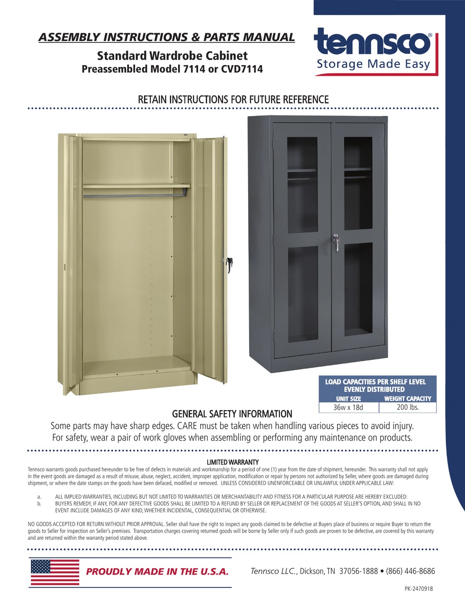 TENNSCO 7114 ASSEMBLY INSTRUCTIONS/PARTS MANUAL Pdf Download ManualsLib