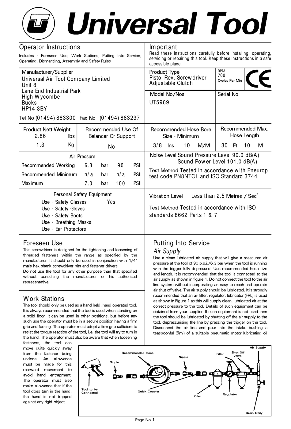 UNIVERSAL TOOL UT5969 OPERATOR INSTRUCTIONS Pdf Download ManualsLib