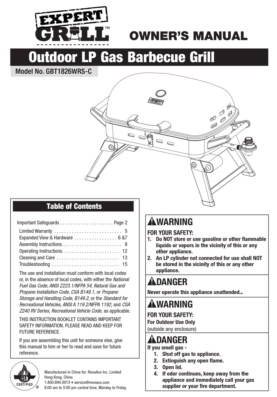 EXPERT GRILL GBT1826WRS-C OWNER'S MANUAL Pdf Download | ManualsLib