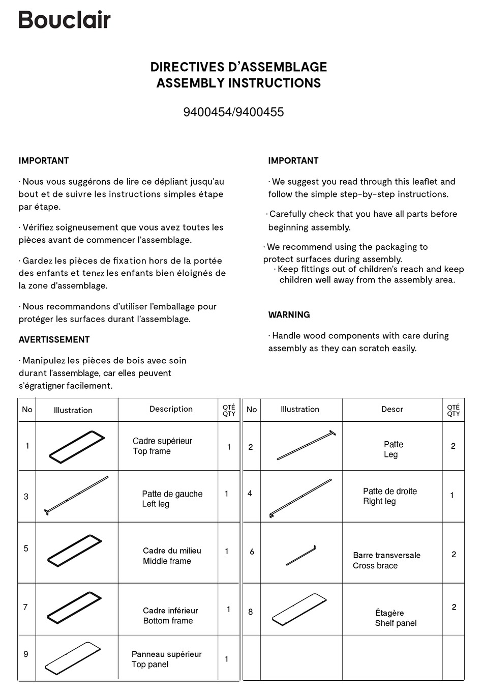 BOUCLAIR 9400454 ASSEMBLY INSTRUCTIONS Pdf Download ManualsLib