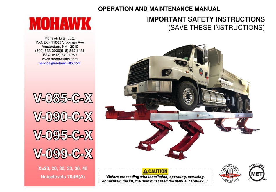 MOHAWK V085CX OPERATION AND MAINTENANCE MANUAL Pdf Download ManualsLib