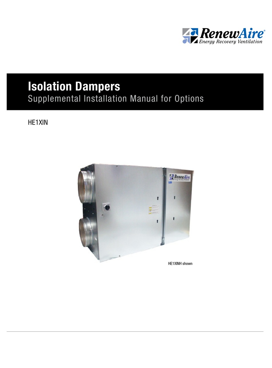 RENEWAIRE HE SERIES SUPPLEMENTAL INSTALLATION MANUAL FOR OPTIONS Pdf ...