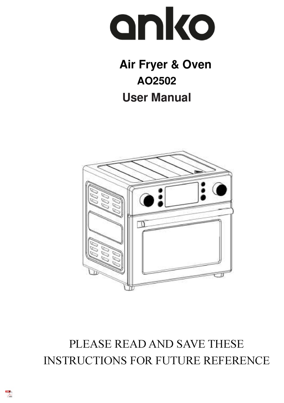 User manual PowerXL Self Cleaning Air Fryer Oven TOD602BDIS (English - 15  pages)