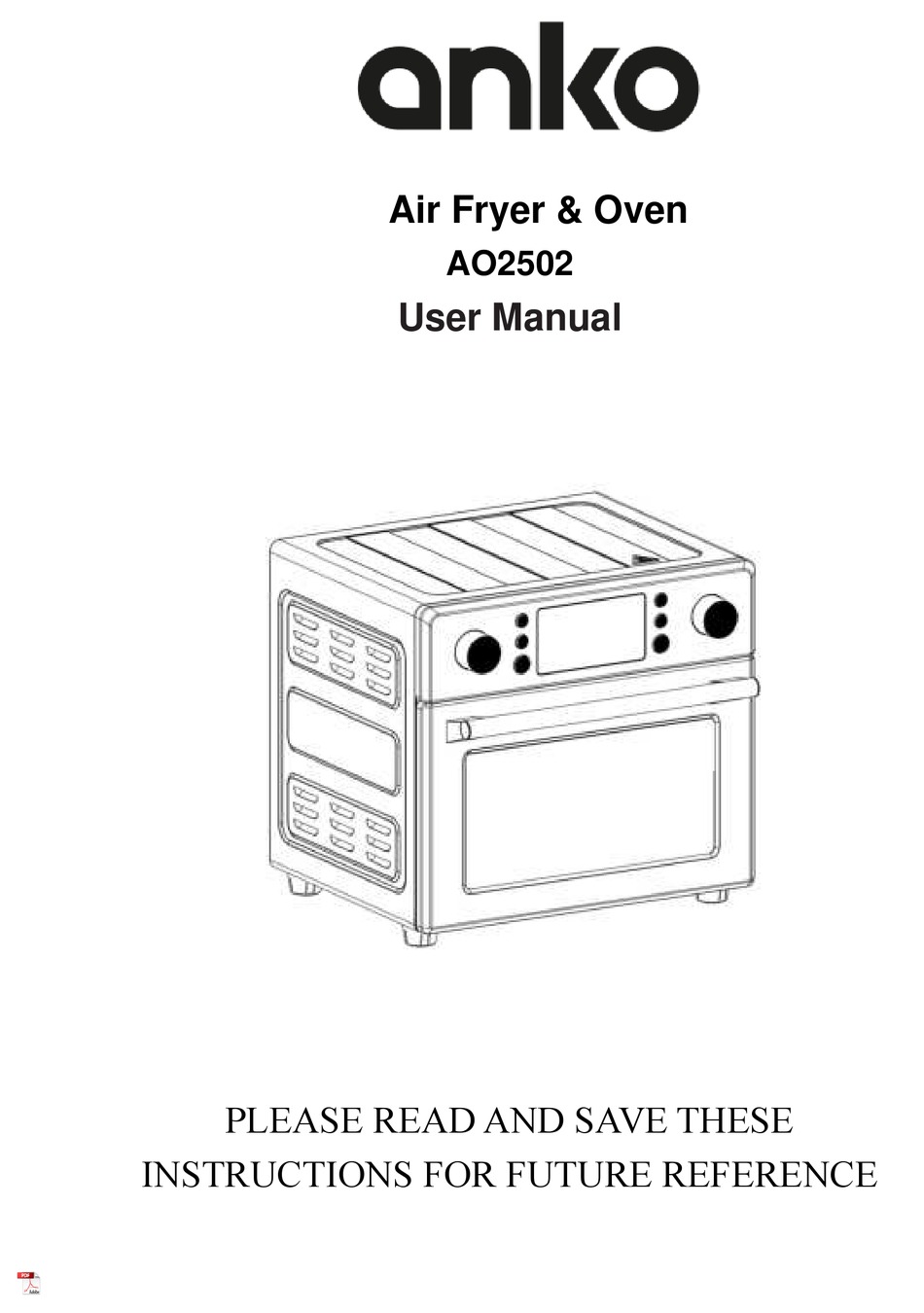 AUMATE XB2612C Air Fryer Toaster Oven Instruction Manual