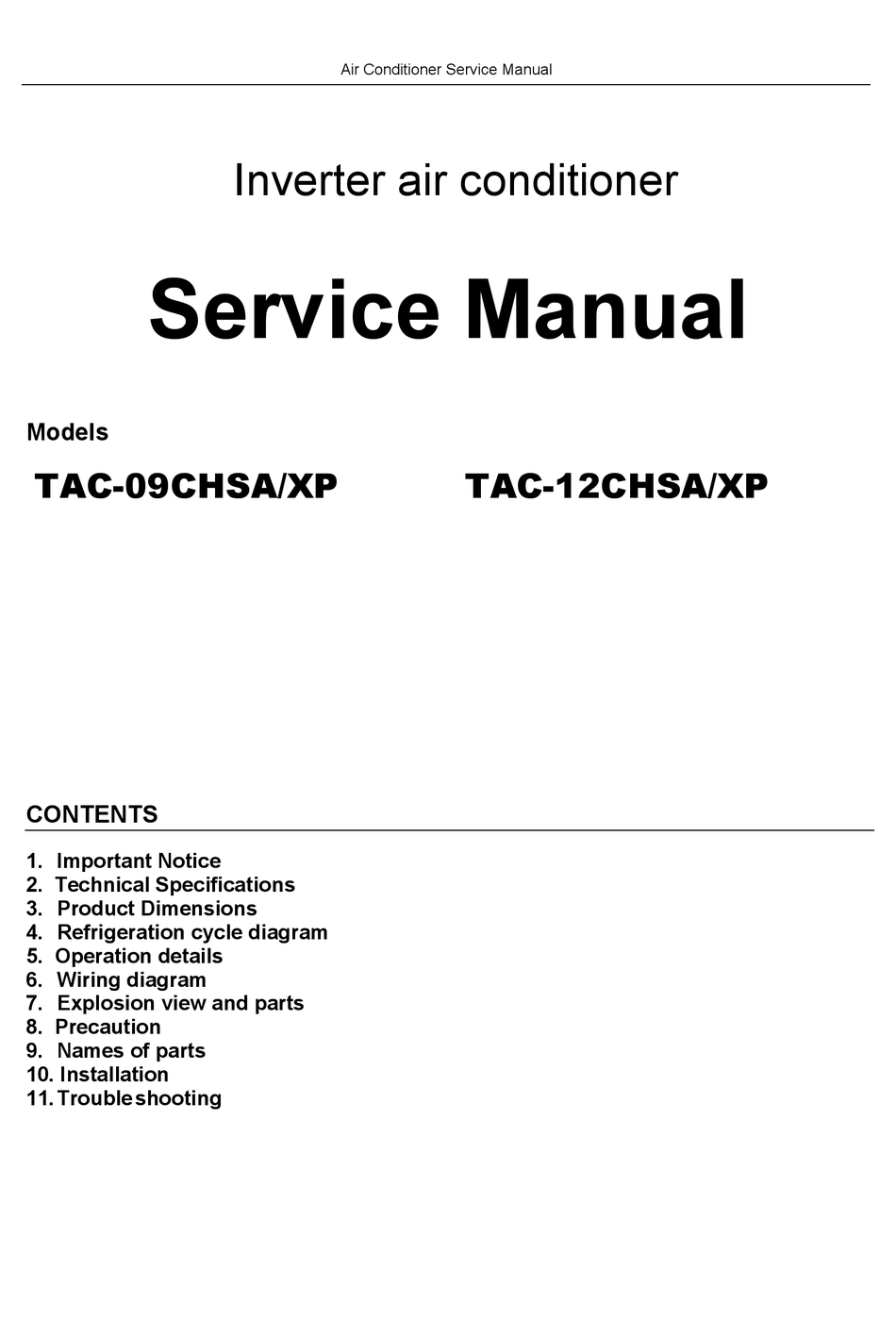 TCL TAC-09CHSA/XP SERVICE MANUAL Pdf Download | ManualsLib