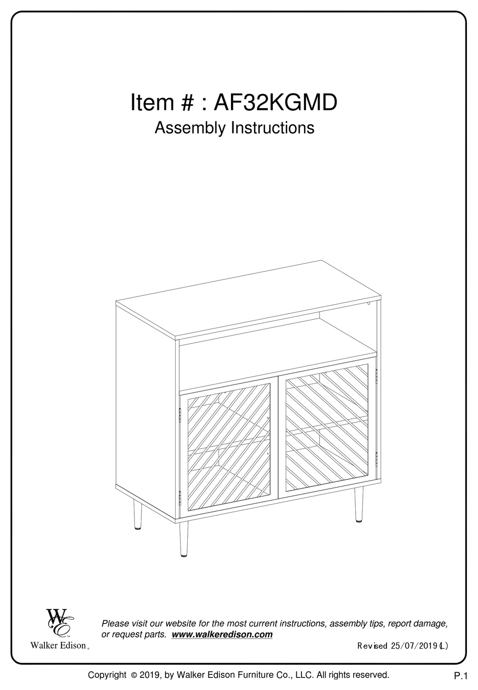 WALKER EDISON AF32KGMD ASSEMBLY INSTRUCTIONS MANUAL Pdf Download