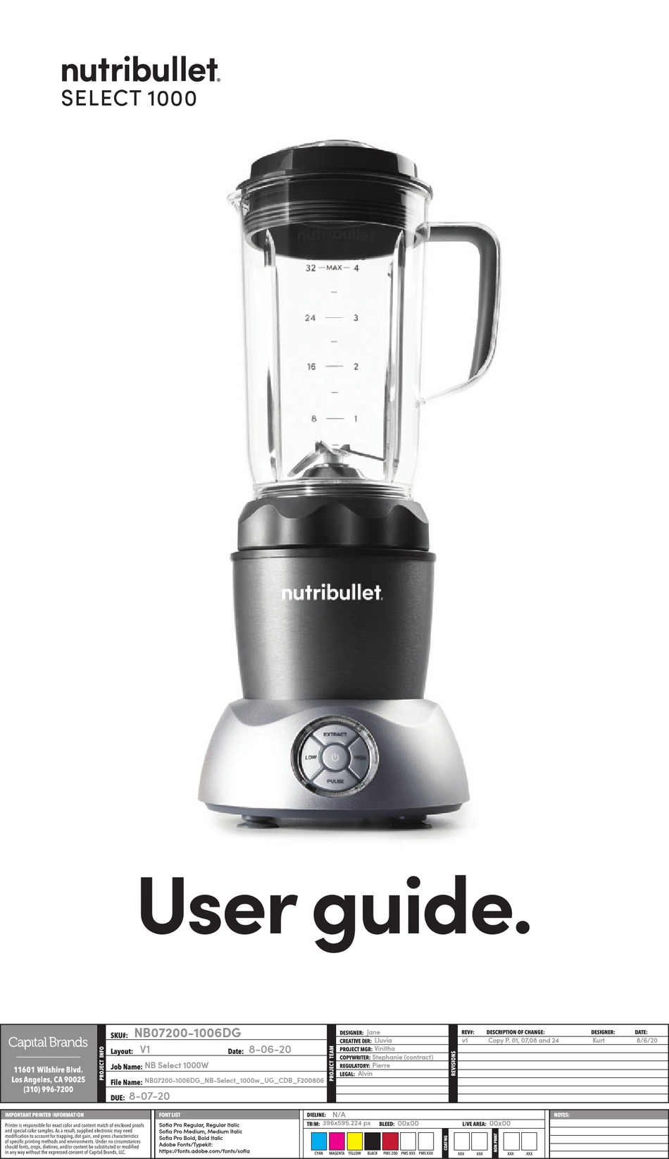 NUTRIBULLET SELECT 1000 USER MANUAL Pdf Download ManualsLib