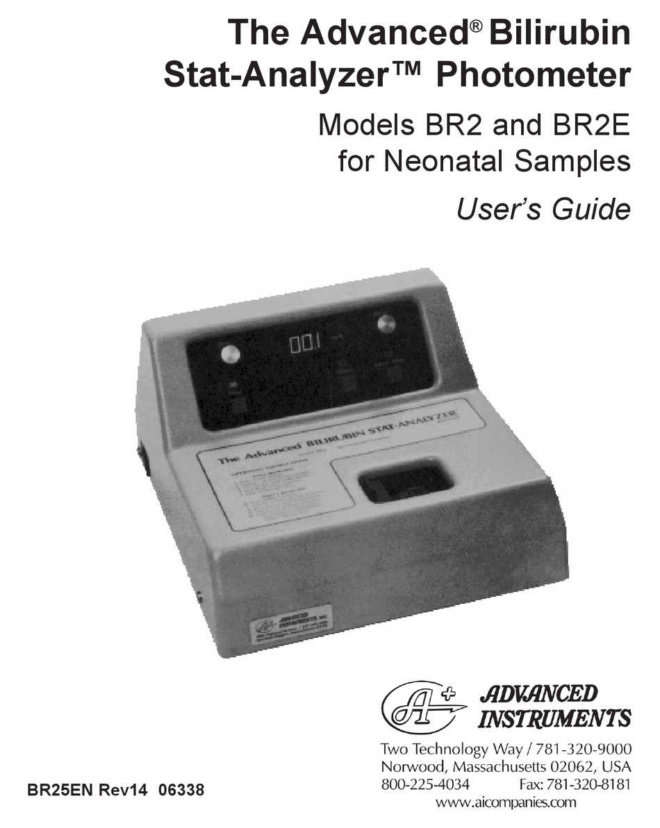 ADVANCED BILIRUBIN STATANALYZER BR2 USER MANUAL Pdf Download ManualsLib