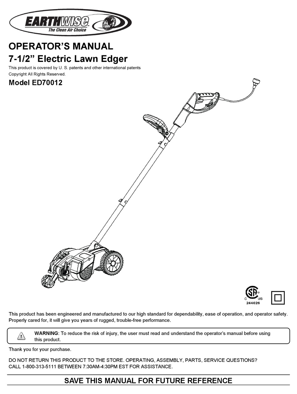 EARTHWISE ED70012 OPERATOR'S MANUAL Pdf Download ManualsLib