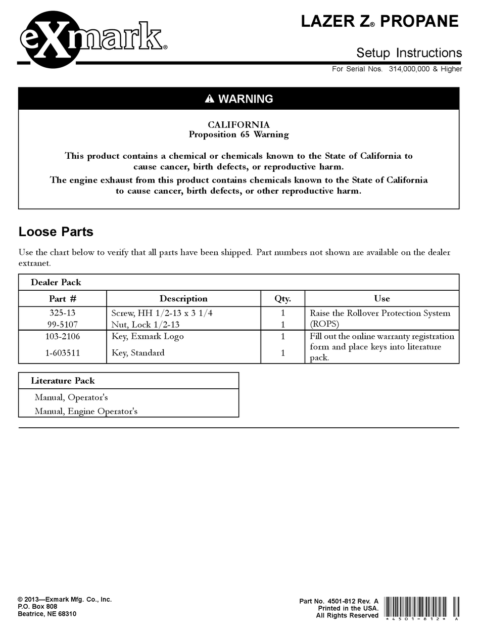 EXMARK LAZER Z SETUP INSTRUCTIONS Pdf Download ManualsLib