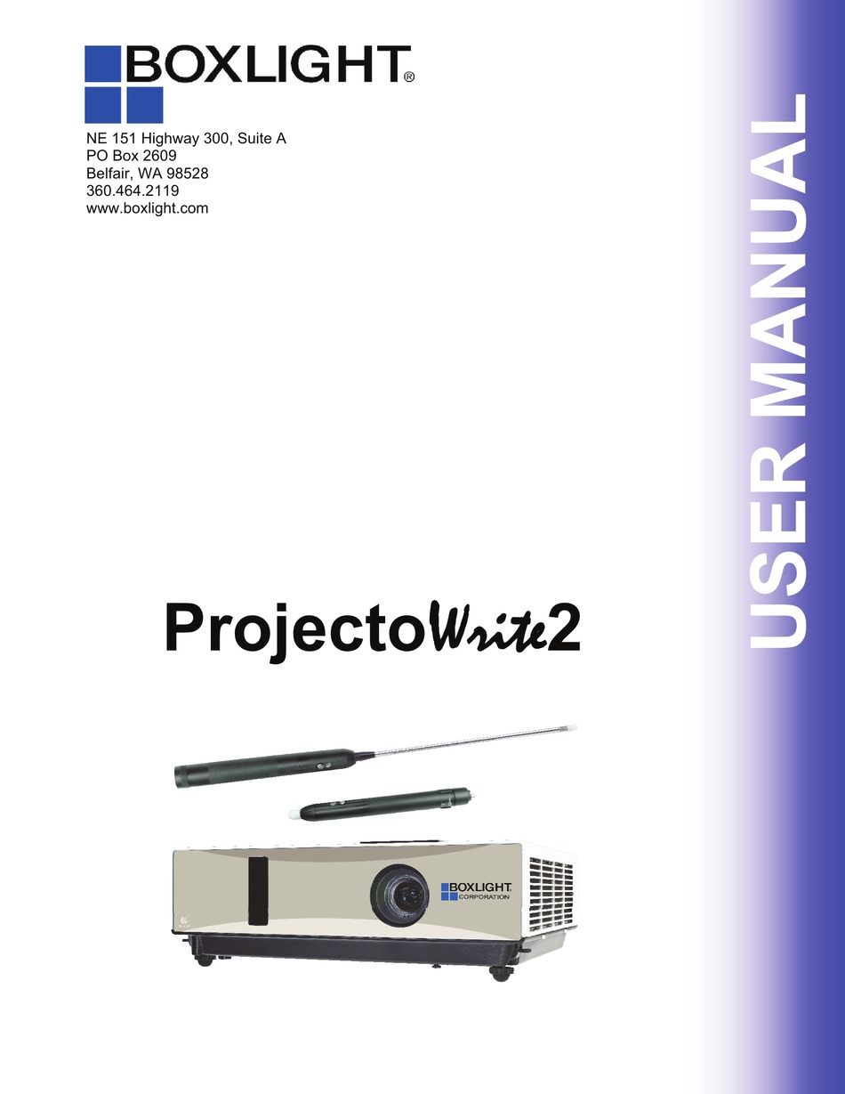 BOXLIGHT PROJECTOWRITE2W USER MANUAL Pdf Download ManualsLib